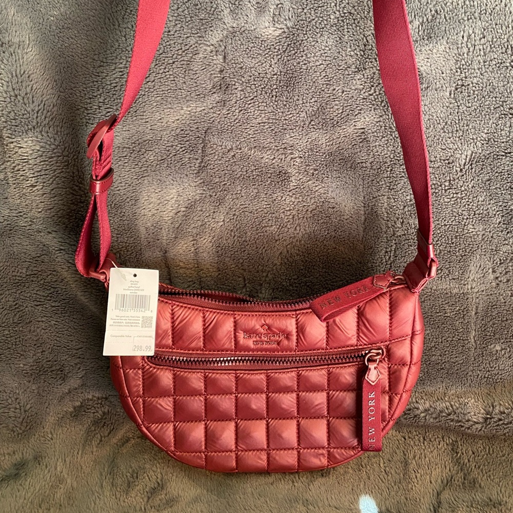 Kate Spade Blackberry Quilted Sling Crossbody Bag (beautiful burgundy tone)